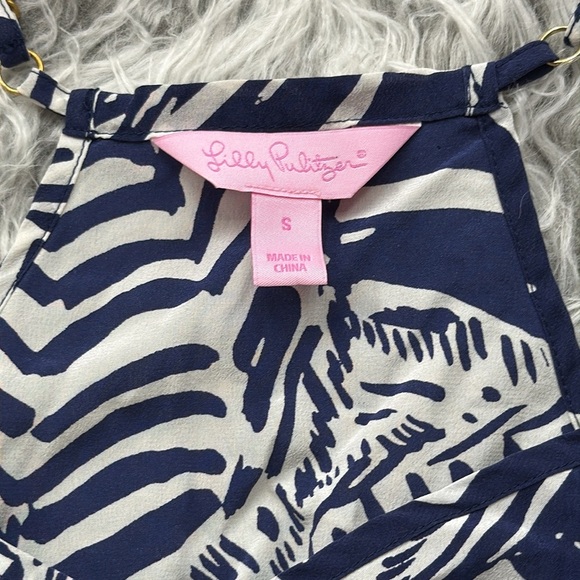 Lilly Pulitzer Bright Navy Oh Cabana Boy Cami 100% Silk Top - Picture 6 of 9